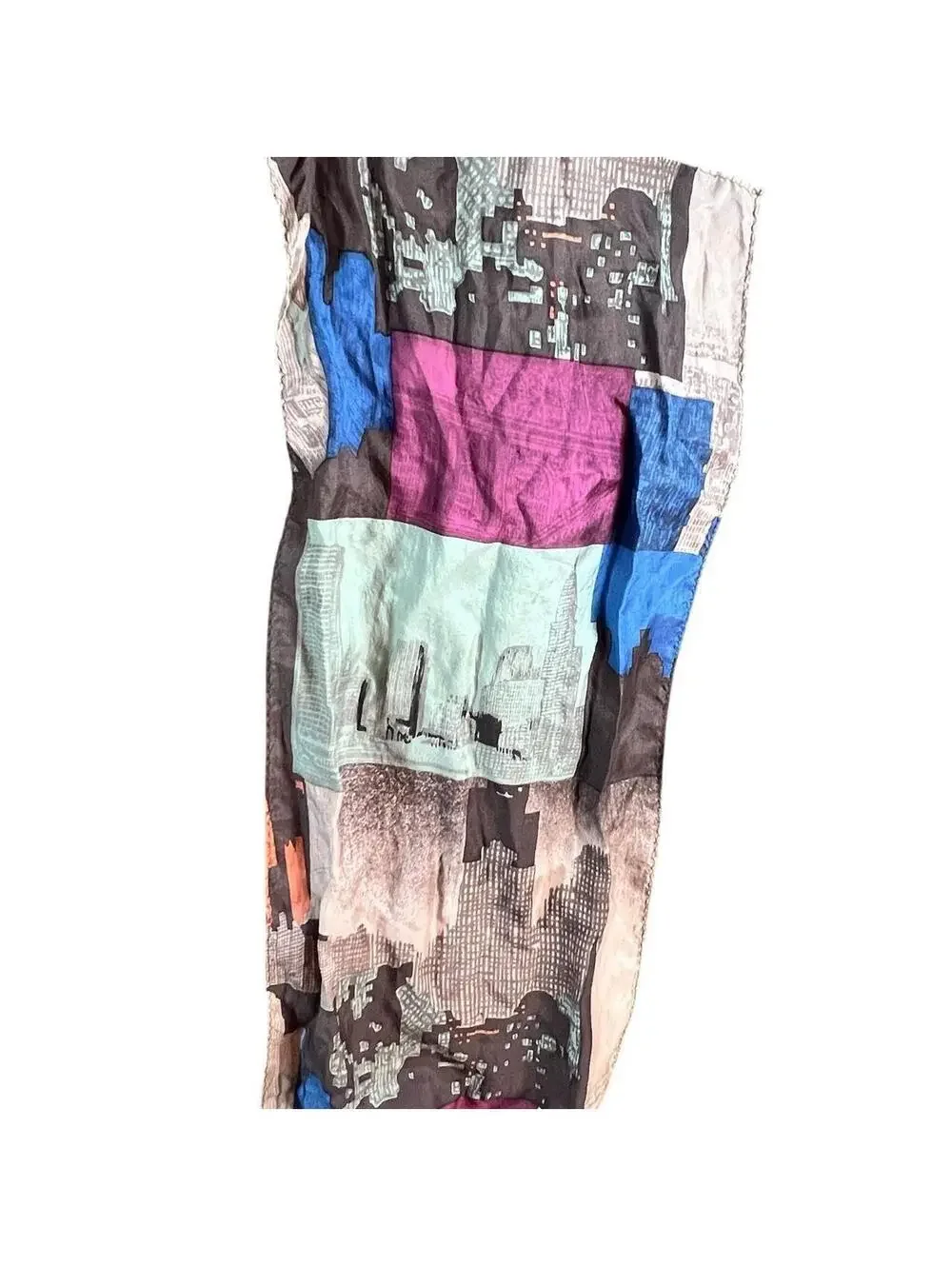 New York City Silk Patchwork Scarf
